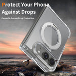 Custodia magnetica trasparente antigraffio con supporto girevole per telefono., For iPhone Fold