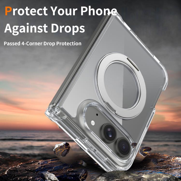 Custodia magnetica trasparente antigraffio con supporto girevole per telefono., For iPhone Fold