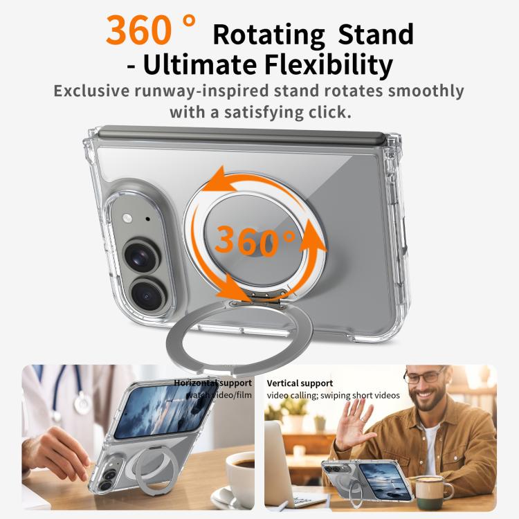 Custodia magnetica trasparente antigraffio con supporto girevole per telefono., For iPhone Fold