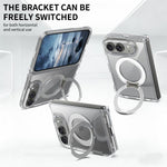 Custodia magnetica trasparente antigraffio con supporto girevole per telefono., For iPhone Fold