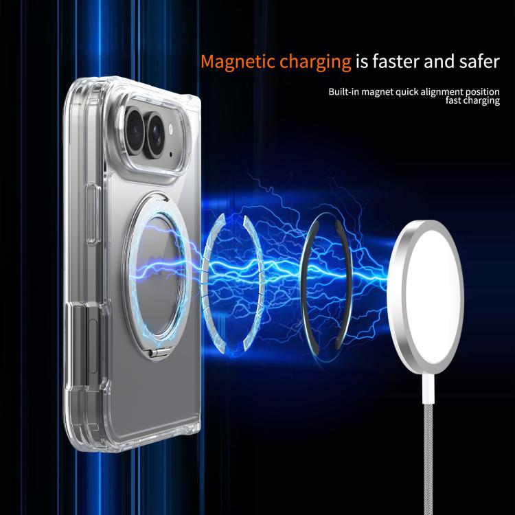 Custodia magnetica trasparente antigraffio con supporto girevole per telefono., For iPhone Fold