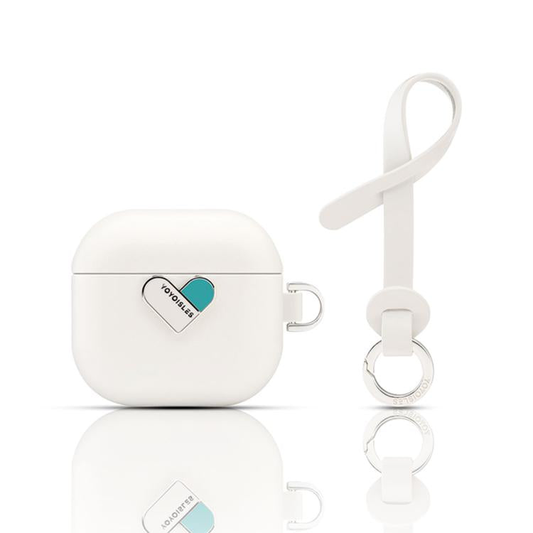 Custodia protettiva ibrida in PU e PC galvanizzato della serie Heart Island di YOYOISLES per auricolari., For AirPods 4