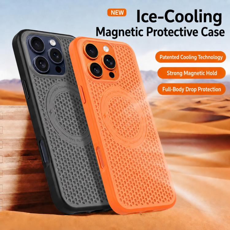 Custodia per telefono magnetica antiurto con effetto rinfrescante effetto ghiaccio., For iPhone 16 Pro Max, For iPhone 16 Pro, For iPhone 16, For iPhone 15 Pro Max
