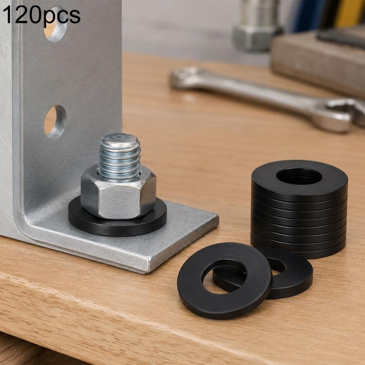Rondelle piatte in nylon nero isolanti 120 pezzi