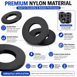 Rondelle piatte in nylon nero isolanti 120 pezzi