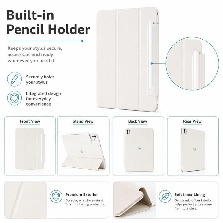 Custodia per tablet ibrida in PC e PU galvanizzato della serie Heart Island di YOYOISLES, For iPad 2022 / Pro 11 2025, For iPad Pro 11 2025 / 2024, For iPad Air 11 2024 / 2025