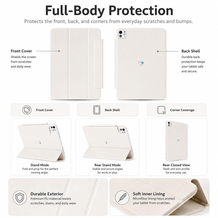 Custodia per tablet ibrida in PC e PU galvanizzato della serie Heart Island di YOYOISLES, For iPad 2022 / Pro 11 2025, For iPad Pro 11 2025 / 2024, For iPad Air 11 2024 / 2025