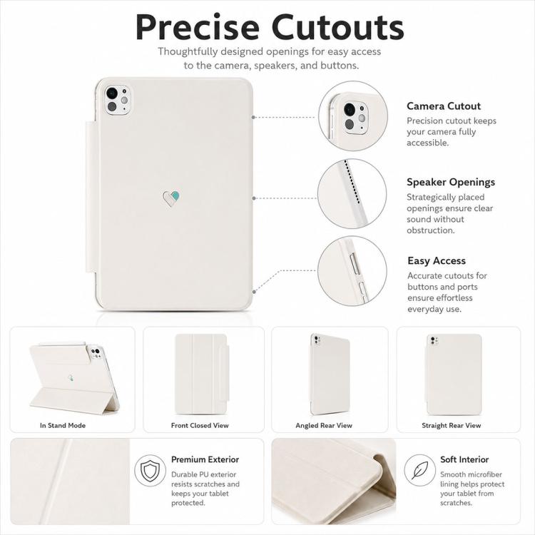 Custodia per tablet ibrida in PC e PU galvanizzato della serie Heart Island di YOYOISLES, For iPad 2022 / Pro 11 2025, For iPad Pro 11 2025 / 2024, For iPad Air 11 2024 / 2025