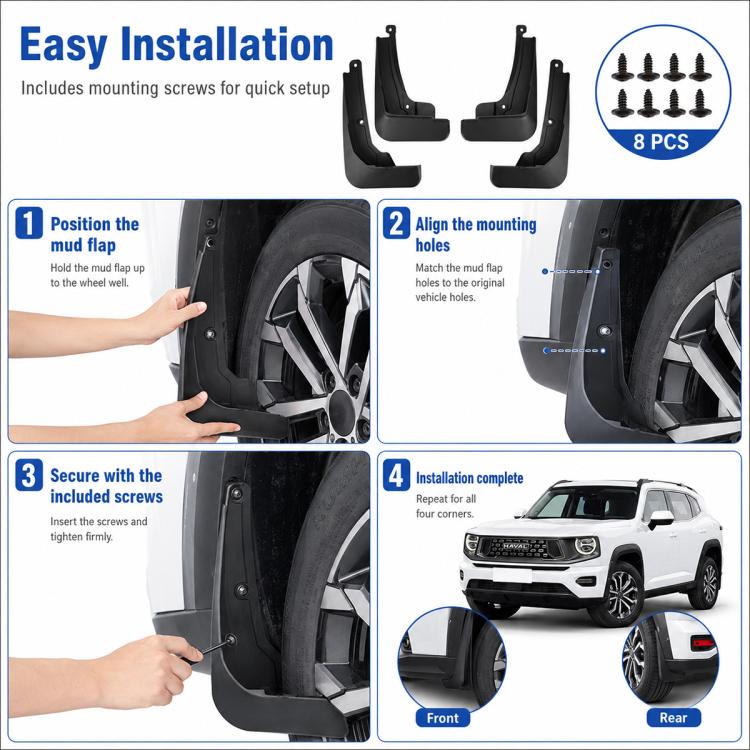 Set di 4 parafanghi per auto, For GreatWall Haval H7 2023-2025