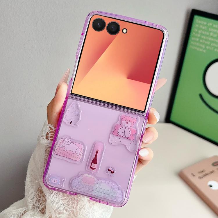 Custodia per telefono trasparente in TPU con animali dei cartoni animati, For Galaxy Z Flip8 5G, For Galaxy Z Flip7 5G