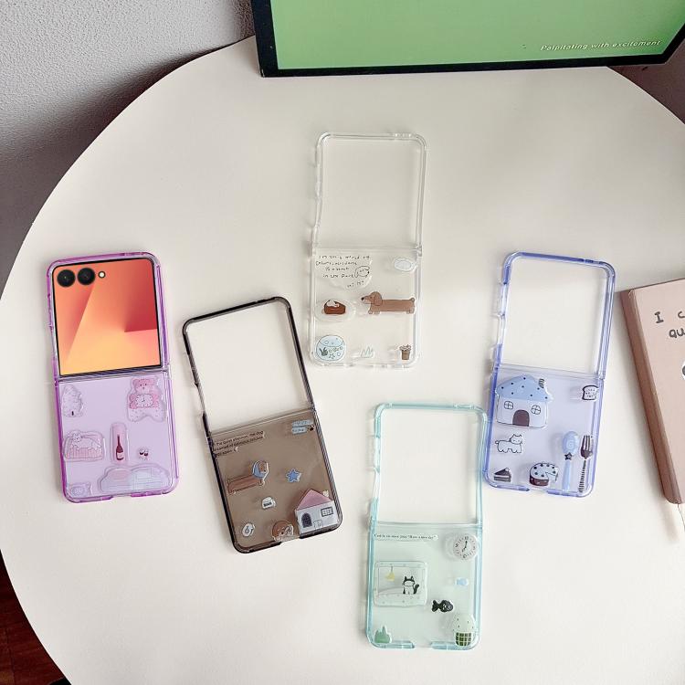 Custodia per telefono trasparente in TPU con animali dei cartoni animati, For Galaxy Z Flip8 5G, For Galaxy Z Flip7 5G