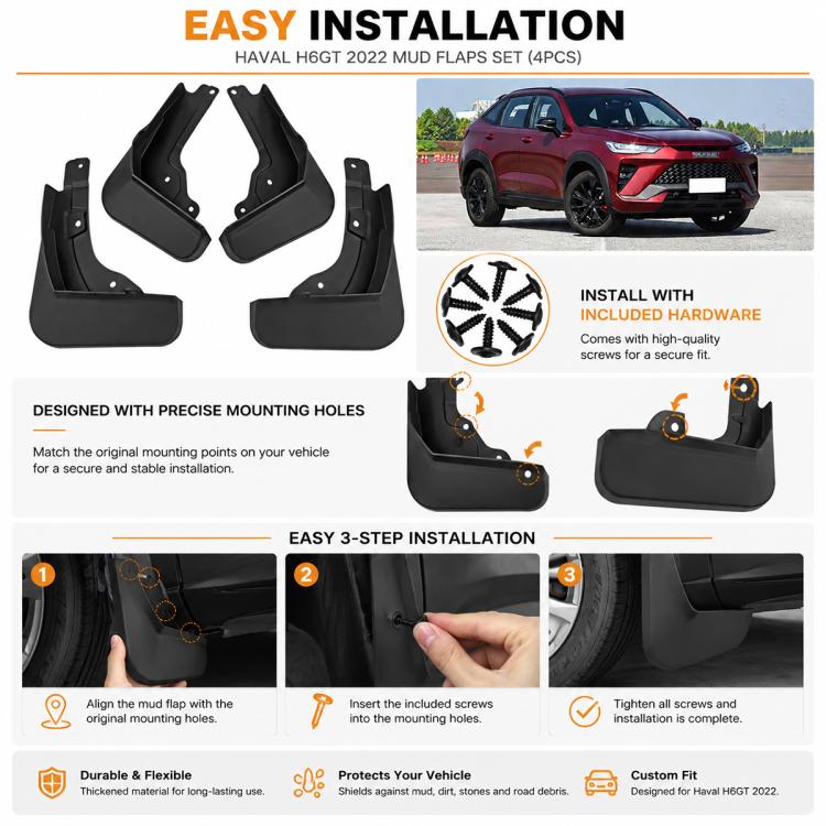 Set di 4 parafanghi per auto, For GreatWall Haval H6 GT 2022