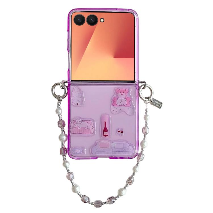 Custodia per telefono in TPU trasparente con motivo a cartoni animati e cinturino., For Galaxy Z Flip8 5G, For Galaxy Z Flip7 5G
