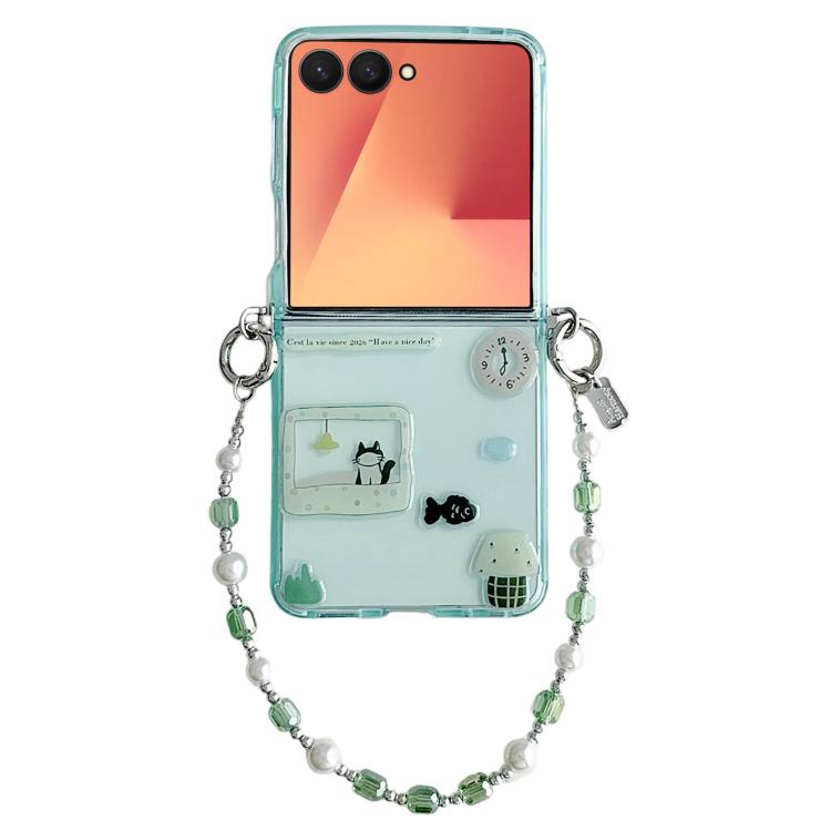 Custodia per telefono in TPU trasparente con motivo a cartoni animati e cinturino., For Galaxy Z Flip8 5G, For Galaxy Z Flip7 5G