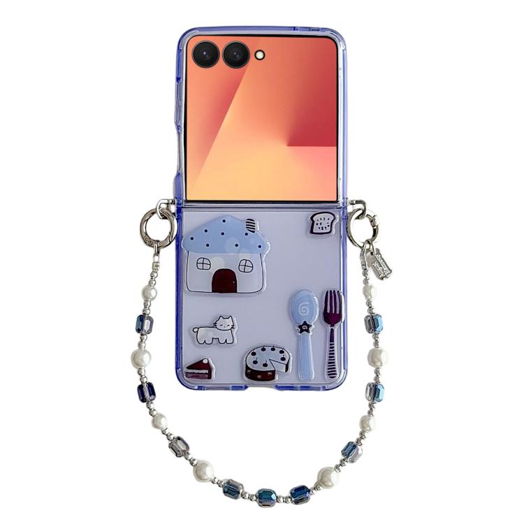 Custodia per telefono in TPU trasparente con motivo a cartoni animati e cinturino., For Galaxy Z Flip8 5G, For Galaxy Z Flip7 5G