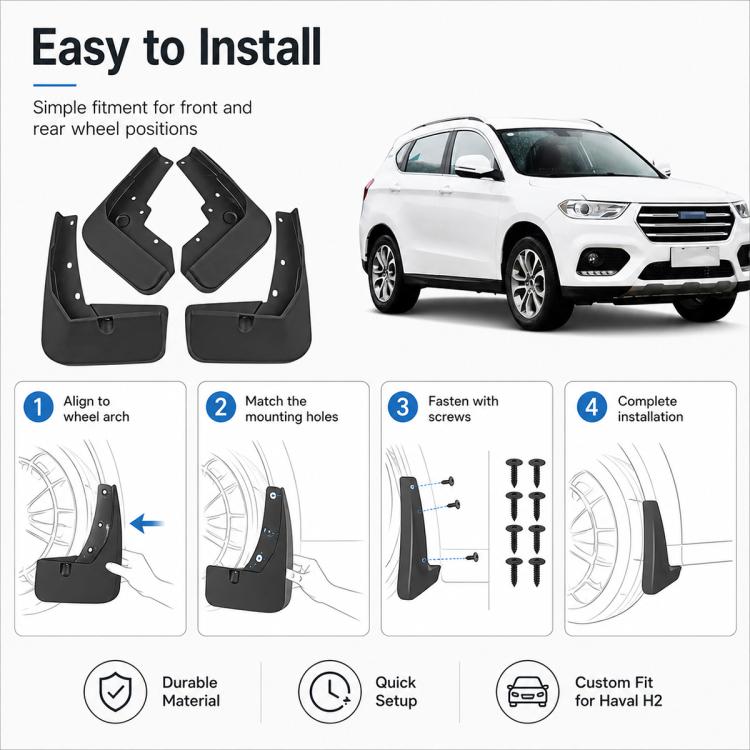 Set di 4 parafanghi per auto, For GreatWall Haval H2 2016-2020