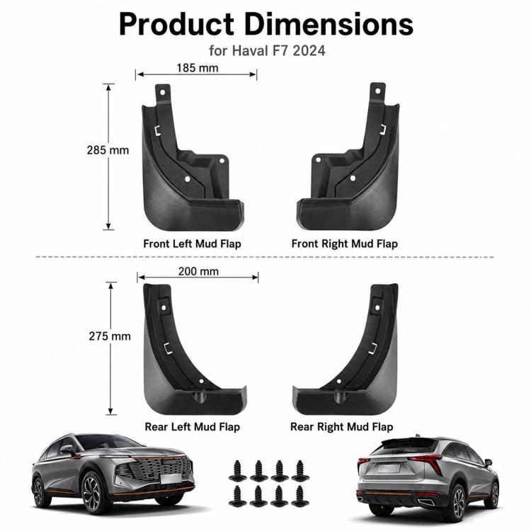Set di 4 parafanghi per auto, For GreatWall Haval F7 2024
