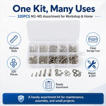 Dadi e bulloni esagonali, 320 pezzi/set, M2-M5 320PCS