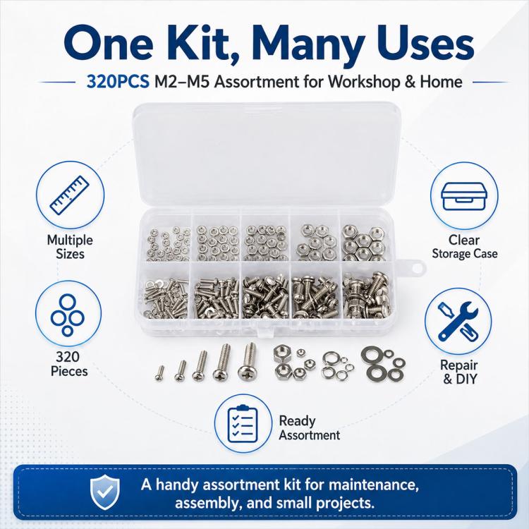 Dadi e bulloni esagonali, 320 pezzi/set, M2-M5 320PCS