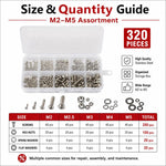 Dadi e bulloni esagonali, 320 pezzi/set, M2-M5 320PCS
