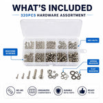 Dadi e bulloni esagonali, 320 pezzi/set, M2-M5 320PCS