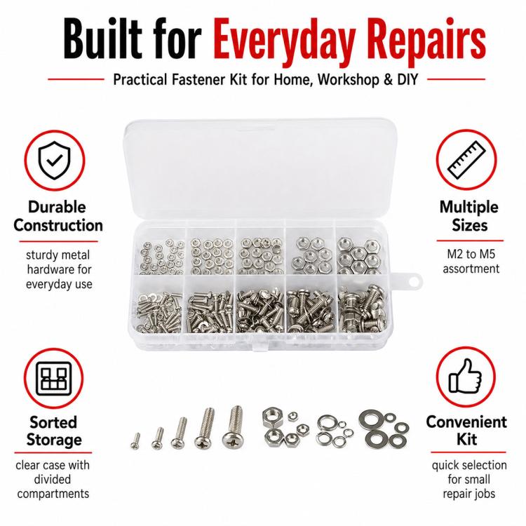 Dadi e bulloni esagonali, 320 pezzi/set, M2-M5 320PCS