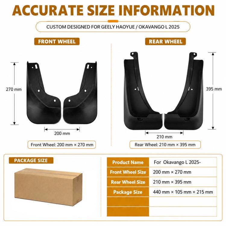 Set di 4 parafanghi per auto, For Geely Haoyue L 2025