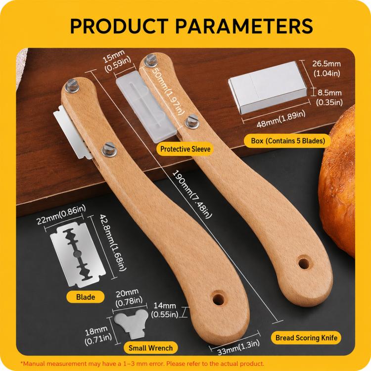 Incisore per pane curvo con manico in legno