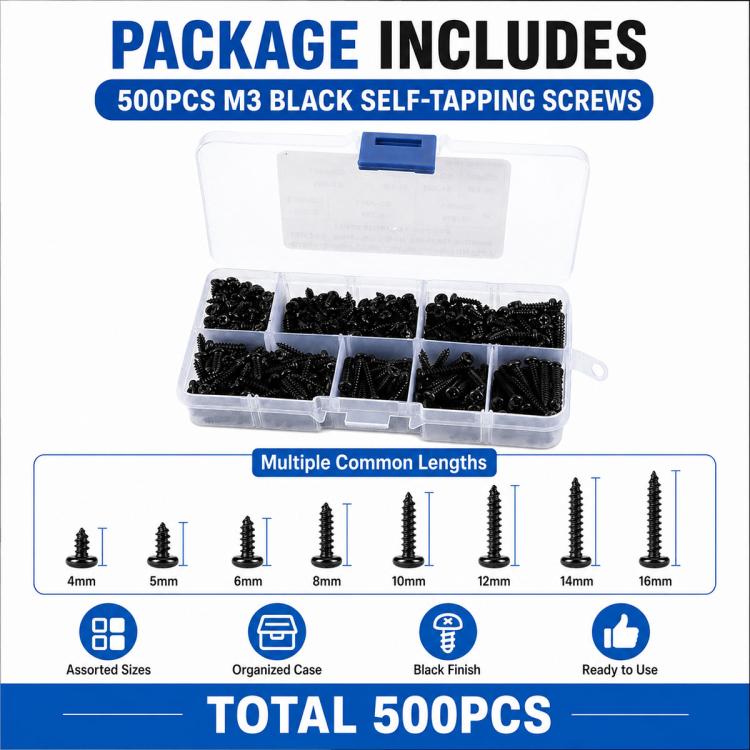 Viti autofilettanti Phillips a testa bombata M3, confezione da 500 pezzi., M3 500 PCS / Set