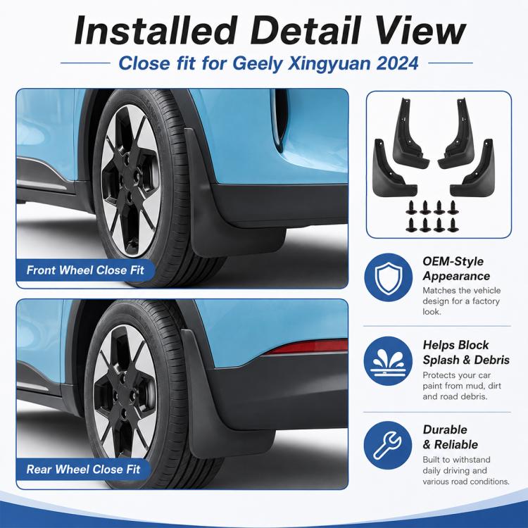 Set di 4 parafanghi per auto, For Geely Xingyuan 2024