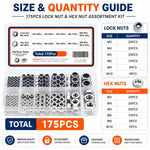 Set di 175 dadi di bloccaggio e tappi esagonali, M8 175PCS