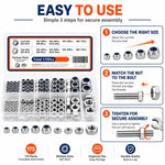 Set di 175 dadi di bloccaggio e tappi esagonali, M8 175PCS