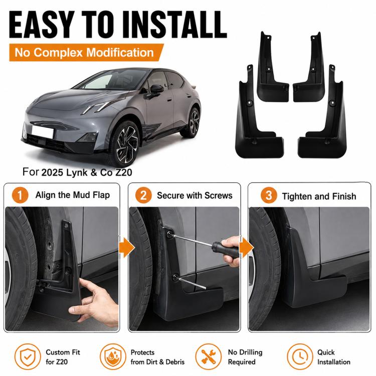 Set di 4 parafanghi per auto, For Geely LYNK & CO Z20 2025