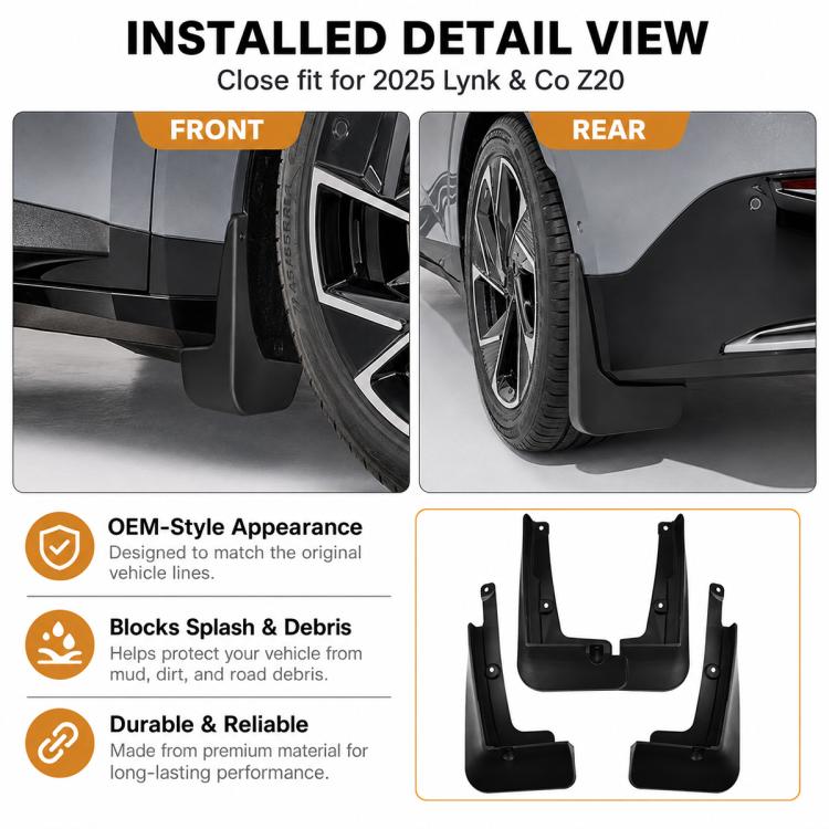 Set di 4 parafanghi per auto, For Geely LYNK & CO Z20 2025
