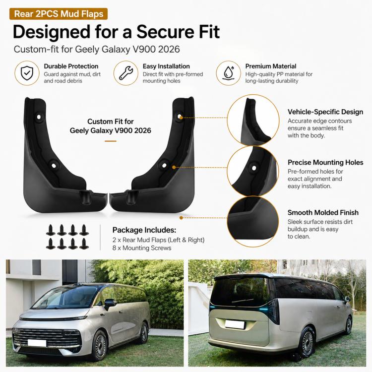 2 pezzi/set Parafanghi posteriori per auto, For Geely Galaxy V900 2026