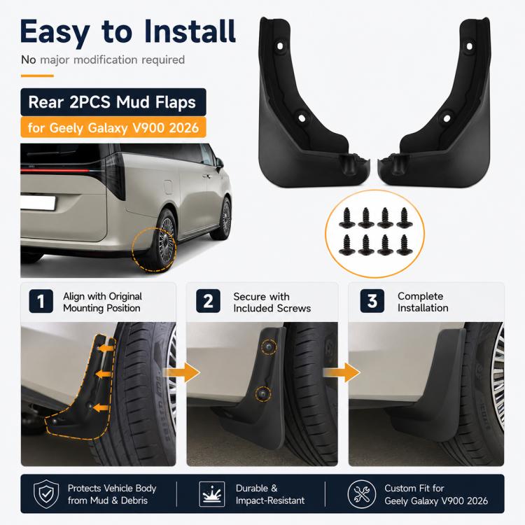 2 pezzi/set Parafanghi posteriori per auto, For Geely Galaxy V900 2026