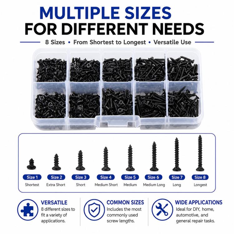 Viti autofilettanti Phillips M2, 400 pezzi/set, M2 400 PCS / Set