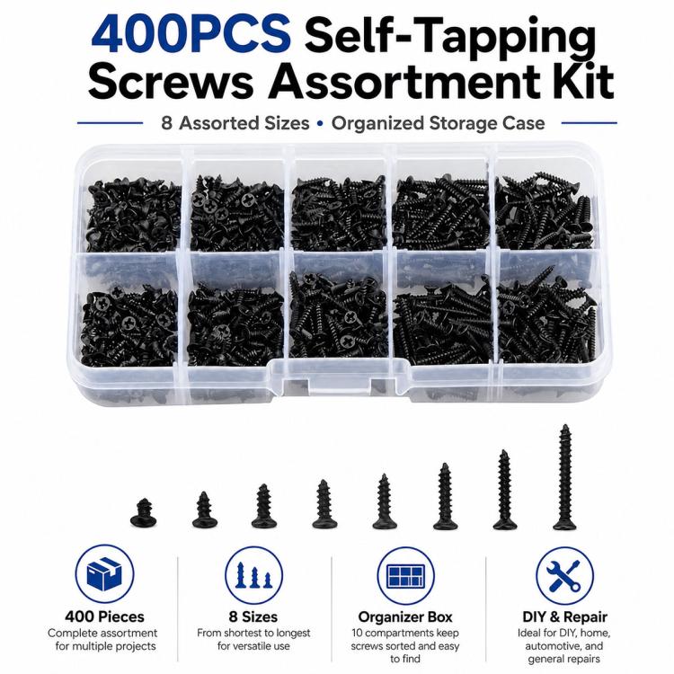 Viti autofilettanti Phillips M2, 400 pezzi/set, M2 400 PCS / Set