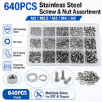 Dadi e bulloni esagonali M2-M5, 640 pezzi/set, M2-M5 640PCS