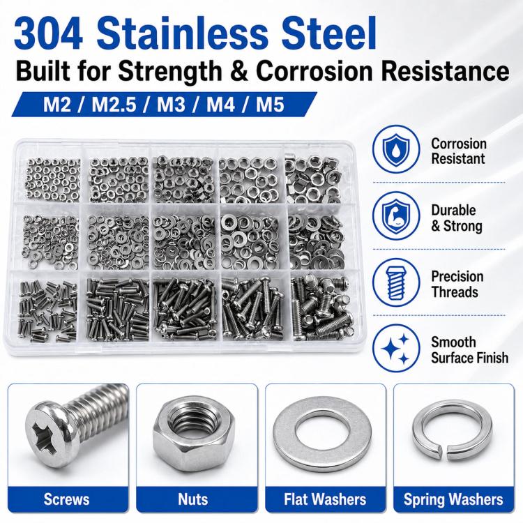 Dadi e bulloni esagonali M2-M5, 640 pezzi/set, M2-M5 640PCS