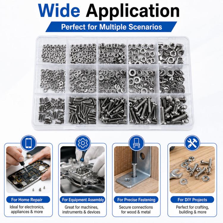 Dadi e bulloni esagonali M2-M5, 640 pezzi/set, M2-M5 640PCS