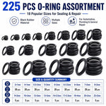 Kit 225 anelli di gomma O-ring in NBR per riparazioni