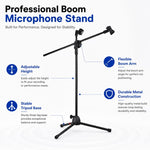 NB-107 Treppiede professionale per doppio microfono con supporto da pavimento, NB-107 Dual Microphone Floor Tripod Stand