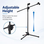 NB-107 Treppiede professionale per doppio microfono con supporto da pavimento, NB-107 Dual Microphone Floor Tripod Stand