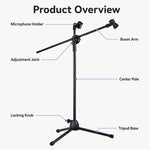 NB-107 Treppiede professionale per doppio microfono con supporto da pavimento, NB-107 Dual Microphone Floor Tripod Stand