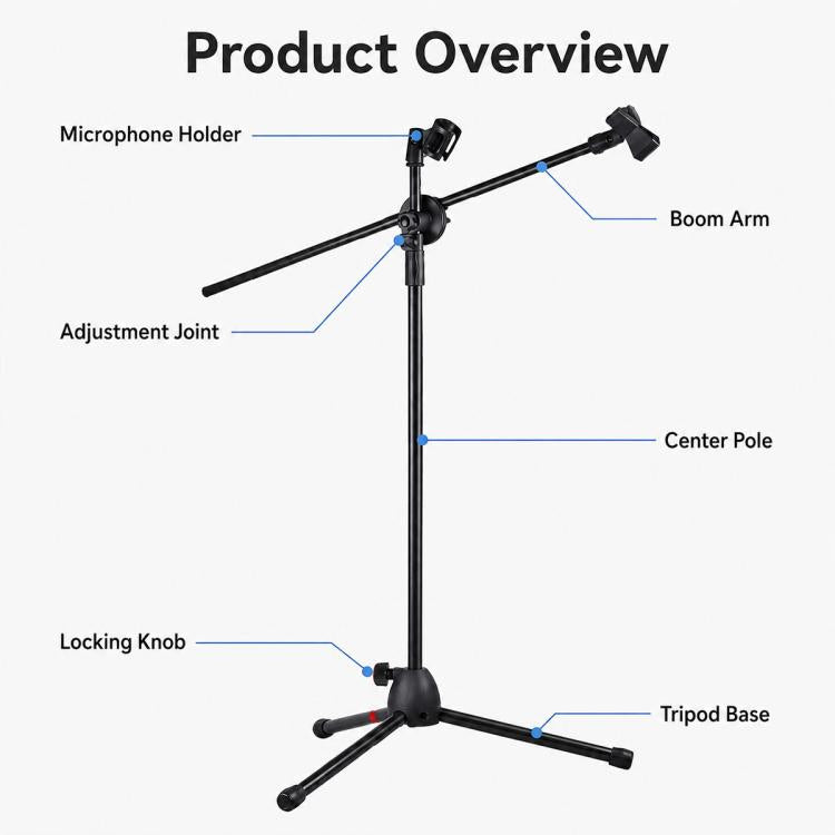 NB-107 Treppiede professionale per doppio microfono con supporto da pavimento, NB-107 Dual Microphone Floor Tripod Stand