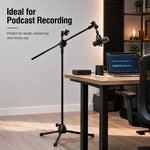 NB-107 Treppiede professionale per doppio microfono con supporto da pavimento, NB-107 Dual Microphone Floor Tripod Stand
