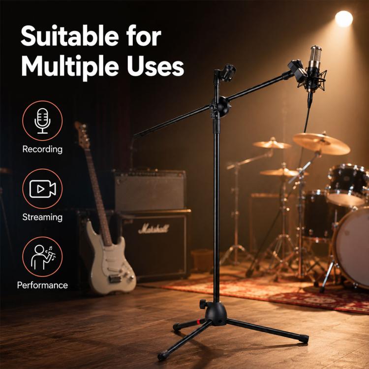NB-107 Treppiede professionale per doppio microfono con supporto da pavimento, NB-107 Dual Microphone Floor Tripod Stand