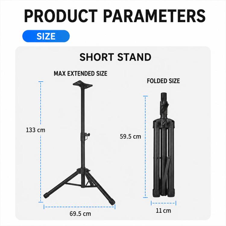Supporto da pavimento per altoparlanti professionale, compatto, in metallo rinforzato e di spessore maggiore., Speaker Floor Tripod Stand