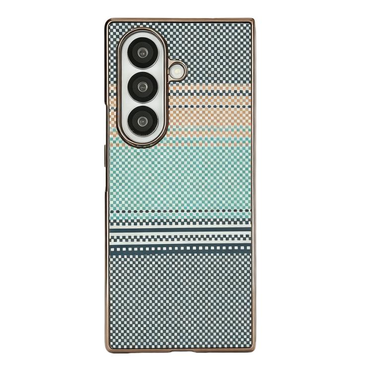Custodia per telefono con pellicola magnetica integrata in policarbonato a quadri arcobaleno in Kevlar., For Galaxy Z Fold8 Ultra 5G, For Galaxy Z Fold7 5G, For Galaxy Z Fold6 5G, For Galaxy Z Fold5